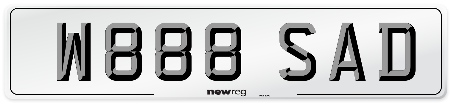 W888 SAD Number Plate from New Reg